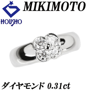ミキモト ダイヤモンド リング Pt950 MIKIMOTO 花 フラワー 植物 ボタニカル【中古】【902738】