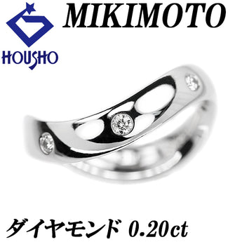 ミキモト ダイヤモンド リング K18ホワイトゴールド MIKIMOTO ウェーブ【中古】【902744】