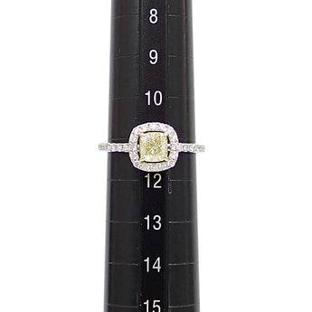 イエローダイヤモンド リング ダイヤモンド Pt900 K18イエローゴールド クッションカット 変形カット ファンシーカット【中古】【902745】