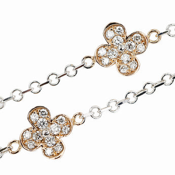 ダイヤモンド ネックレス ブルーサファイア K18ホワイトゴールド K18ピンクゴールド 2way 2連 ロング 花 フラワー 植物 ボタニカル ステーション【中古】【902765】