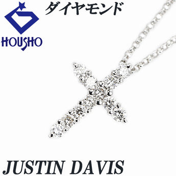 ジャスティンデイビス Justin Davis ダイヤモンド ネックレス K18ホワイトゴールド クロス 十字架【中古】【902767】