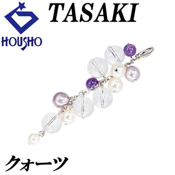 タサキ 田崎真珠 クォーツ ペンダントトップ アメジスト 淡水真珠 K18ホワイトゴールド TASAKI【中古】【902791】