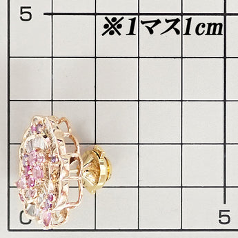 サファイア ブローチ ブラウンダイヤモンド K18ピンクゴールド ピンブローチ 花 フラワー 植物 ボタニカル 変形カット ファンシーカット テーパーカット【中古】【902793】