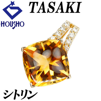 タサキ 田崎真珠 シトリン ペンダントトップ ダイヤモンド K18イエローゴールド TASAKI【中古】【902907】