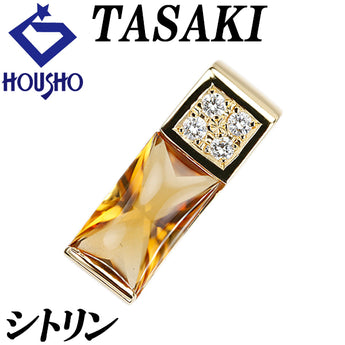 タサキ 田崎真珠 シトリン ペンダントトップ ダイヤモンド K18イエローゴールド TASAKI【中古】【902910】