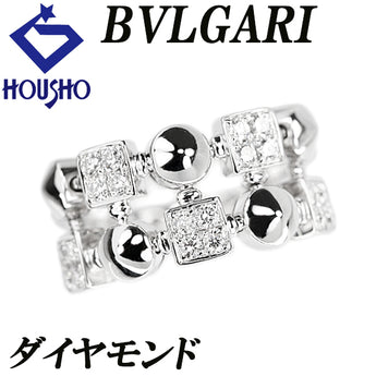 ブルガリ ダイヤモンド ルチア 2ロウ リング K18ホワイトゴールド BVLGARI 幅広 太め 2連風 透かし【中古】【902920】