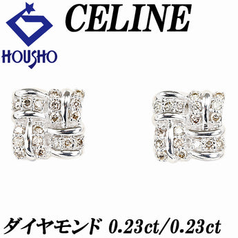 セリーヌ ブラウンダイヤモンド ピアス ルビー K18ホワイトゴールド CELINE【中古】【902937】