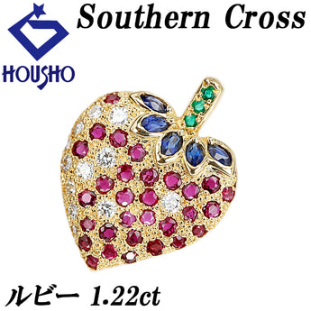 サザンクロス ルビー ペンダントトップ ダイヤモンド サファイア エメラルド K18イエローゴールド Southern Cross いちご 果物 フルーツ【中古】【902940】