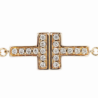 ティファニー ダイヤモンド ティファニーT TWO ダブルチェーン ブレスレット K18イエローゴールド TIFFANY&Co.【中古】【902959】