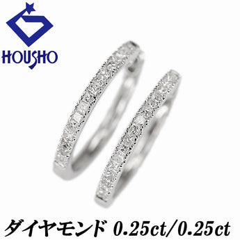 ダイヤモンド ピアス K18ホワイトゴールド フープ プリンセスカット 変形カット ファンシーカット【中古】【902963】