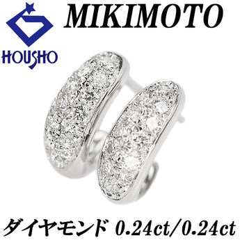 ミキモト ダイヤモンド ピアス K18ホワイトゴールド MIKIMOTO フープ パヴェ【中古】【902972】
