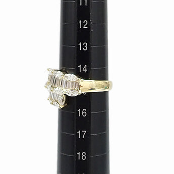 ダイヤモンド リング K18イエローゴールド テーパーカット マーキスカット 変形カット ファンシーカット 幅広 太め【中古】【902996】