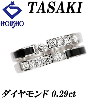 タサキ 田崎真珠 ダイヤモンド リング オニキス K18ホワイトゴールド TASAKI 二連風 ダブル 重ね付け風 透かし【中古】【902999】