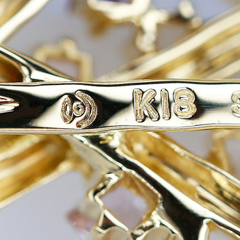 タサキ 田崎真珠 淡水真珠 ブローチ サファイア K18イエローゴールド TASAKI 植物 ボタニカル【中古】【903067】