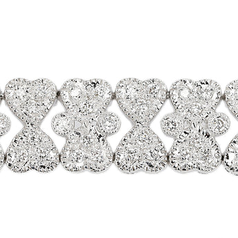 ポンテヴェキオ ダイヤモンド ブレスレット K18ホワイトゴールド Ponte Vecchio ハート リボン ミル打ち ミルグレイン【中古】【903072】