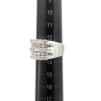 イエローダイヤモンド リング K18ホワイトゴールド 太め 幅広 透かし【中古】【903079】