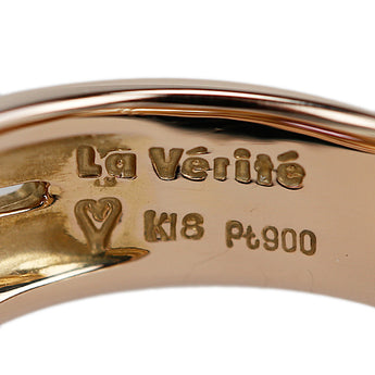 ベリテ ガーネット リング ダイヤモンド K18ピンクゴールド Pt900 VERITE パイロープスペサルティン 幅広 太め コンビ【中古】【903084】