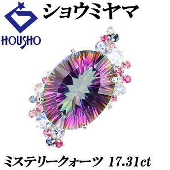 ショウミヤマ クォーツ ペンダントトップ ダイヤモンド マルチカラーストーン K18ホワイトゴールド 作家 デザイナー ミステリークォーツ ミスティック【中古】【903111】