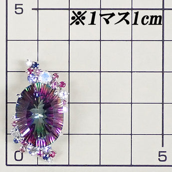 ショウミヤマ クォーツ ペンダントトップ ダイヤモンド マルチカラーストーン K18ホワイトゴールド 作家 デザイナー ミステリークォーツ ミスティック【中古】【903111】