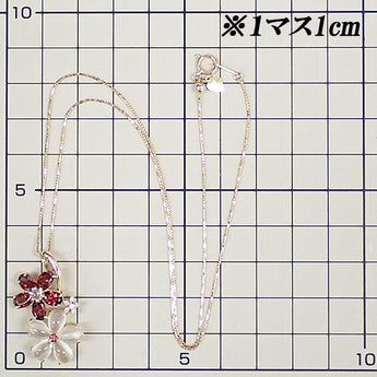 ムーンストーン ネックレス ダイヤモンド ガーネット ピンクトルマリン K18イエローゴールド 花 フラワー 植物 ボタニカル【中古】【903167】