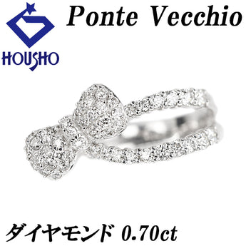 ポンテヴェキオ ダイヤモンド リング K18ホワイトゴールド Ponte Vecchio リボン【中古】【903399】