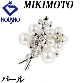 ミキモト パール(真珠) ブローチ SV MIKIMOTO 花束 ブーケ フラワー 植物 ボタニカル【中古】【904023】
