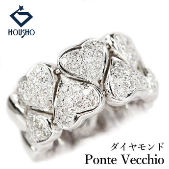 ポンテヴェキオ ダイヤモンド リング K18ホワイトゴールド Ponte Vecchio ハート 太め 幅広【中古】【907720】