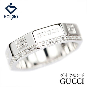 グッチ ダイヤモンド オクタゴナル リング K18ホワイトゴールド GUCCI #12 八角形 ロゴ【中古】【907727】