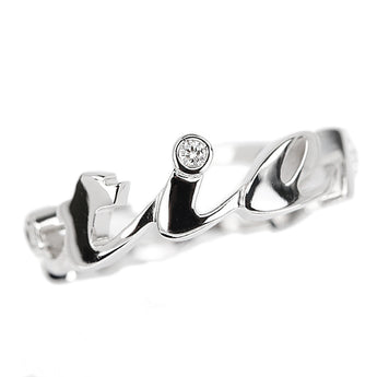 カルティエ ダイヤモンド シグネチャーロゴ リング K18ホワイトゴールド CARTIER #49 3P 文字【中古】【097306】