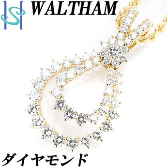 ウォルサム ダイヤモンド ネックレス K18YG 揺れる スイング ブランド WALTHAM | 18金 ダイアモンド 華やか  ゴージャス 入園式 入学式 卒園式 卒業式  おしゃれ【中古】【SH98310】