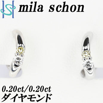 Mila Schon Diamond Earrings 0.40ct Yellow Diamond Pt900 Curved Brand Mila Schon | Diamond Daily Use Simple Cute Stylish [Used] [SH98379]