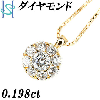 Diamond necklace 0.198ct K18YG circle surround | 18K gold diamond daily use simple cute stylish gorgeous [Used] [SH98392]